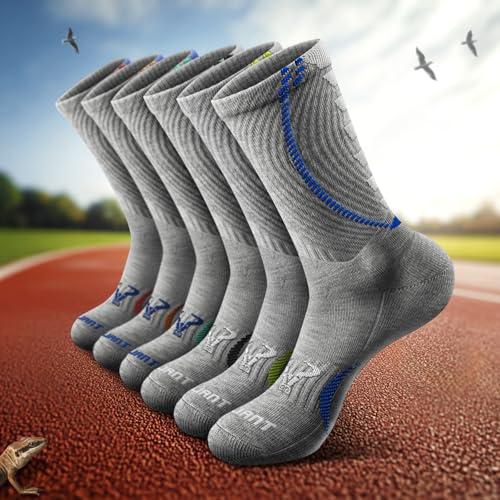 Men Socks,Athletic Compression Crew Socks Cushioned for Men Running Sports Hiking Fishing Arch Support