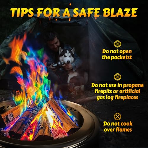 HGD (6 Pack) Magic Campfire Fire Color Changing Packets for Fire Pit, Indoor/Outdoor Fireplace, Bonfire - Rainbow Magical ...