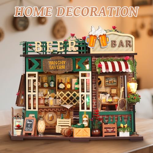 Foyucool Miniature House Kit, DIY Miniature Dollhouse Kit, Mini House Building Kits with LED, Unique Gift for Birthday Chr...