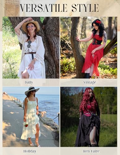 SCARLET DARKNESS Renaissance Dress Women Summer Corset Dress Flowy Sleeveless Milkmaid Sundress with Pockets