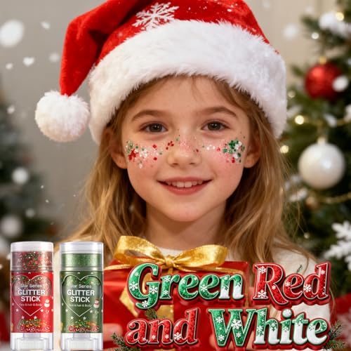 Christmas Body Glitter Stick,Face Hair Glitter for Kids Women Makeup,Waterproof Christmas Hair Accessories,Singer Concert ...