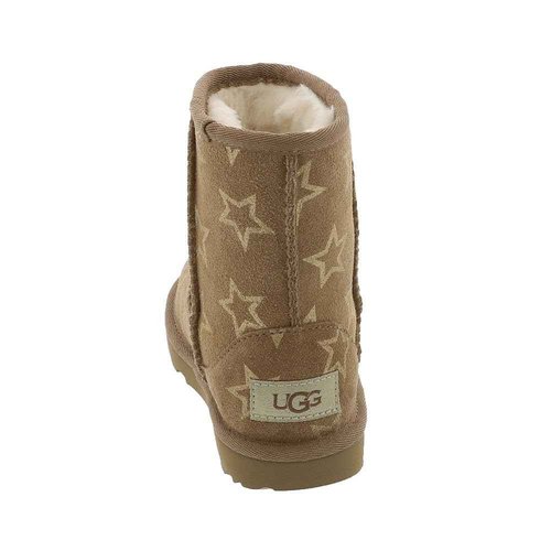 UGG Kids T Classic II Stars Fashion Boot, Chestnut/Gold Iridescent, 6 US Unisex Toddler