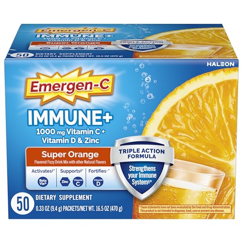 Emergen-C Immune+ Triple Action Immune Support Powder, BetaVia (R), 1000mg Vitamin C, B Vitamins, Vitamin D and Antioxidan...