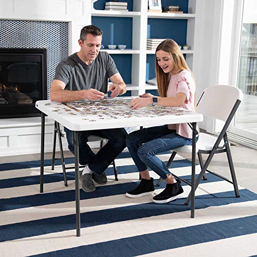 LIFETIME 80783 37-Inch Commercial Grade Square Folding Card Table, White Granite