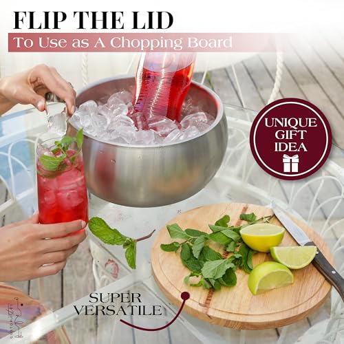 Gusto Nostro 4.1L Insulated Ice Bucket with Lid and Tongs, Double Wall Stainless Steel Ice Bucket Large, BPA Free Ice Buck...