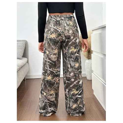 SOLY HUX Girl's Camo Wide Leg Pants Drawstring Waist Baggy Sweatpants with Pocket