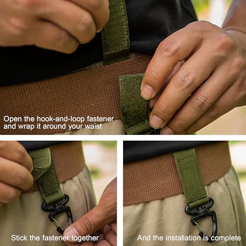 Tactical Rotating Key Ring Chain, Swivel D-Ring Snap Clip Carabiner, Multifunction Keychain Webbing Belt Holder, Gear Hook...