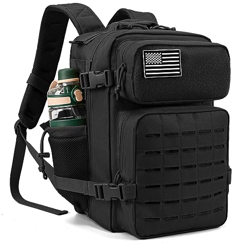 QT&QY 25L/45L Military Tactical Backpack For Men Molle Daypack 3 Day Bug Out Bag Hiking Rucksack With Bottle Holder
