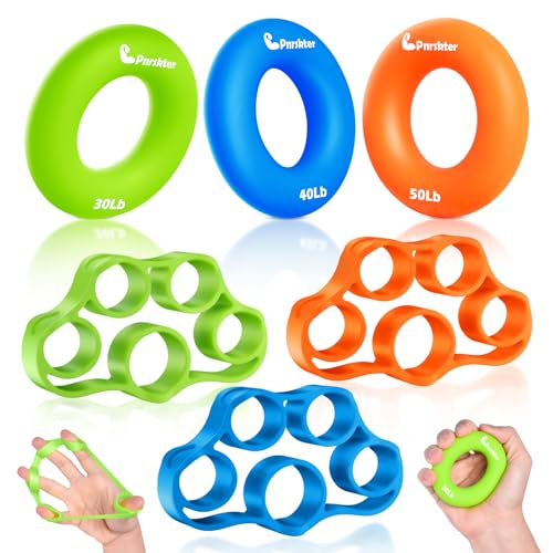 Pnrskter Hand Grip Strengthener, Finger Exerciser, Grip Strength Trainer (6 PCS),New Material,Forearm Grip Workout, Finger...
