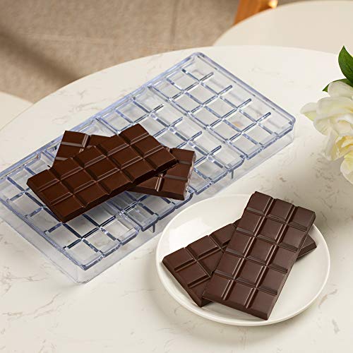 Pastry Tek 10.8 x 5.3 Inch Chocolate Bar Mold, 1 Break-Apart Chocolate Mold - 4 Cavities, Freezer-Safe, Clear Polycarbonat...