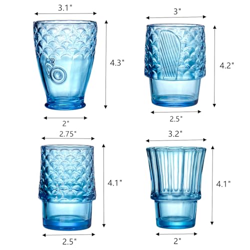 Frcctre Set of 4 Koi Fish Design Drinking Glasses, Stackable Drinking Glasses Fish Shaped Beverage Cups Juice Tumblers Dri...