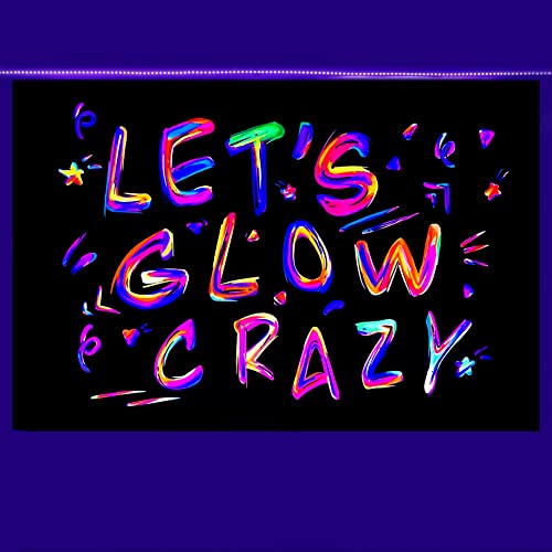 Ralxion Glow in The Dark Party Supplies - Neon Party Backdrop, Blacklight Reactive Graffiti, UV Blacklight