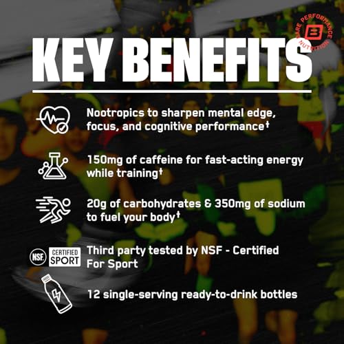 BARE PERFORMANCE NUTRITION G.1.M Sport+ Ready to Drink Endurance Pre-Workout & Hydration – Electrolytes, Caffeine & Nootro...