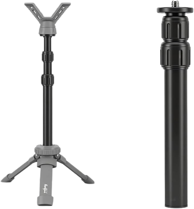 HUNTPAL Gun Rest Rifle Stand Tripod Shooting Stick for Range Table Bench Shooting Practice, Portable Adjustable Compact Aluminum Construction Gun Holder with 360° Swivel V Yoke Head