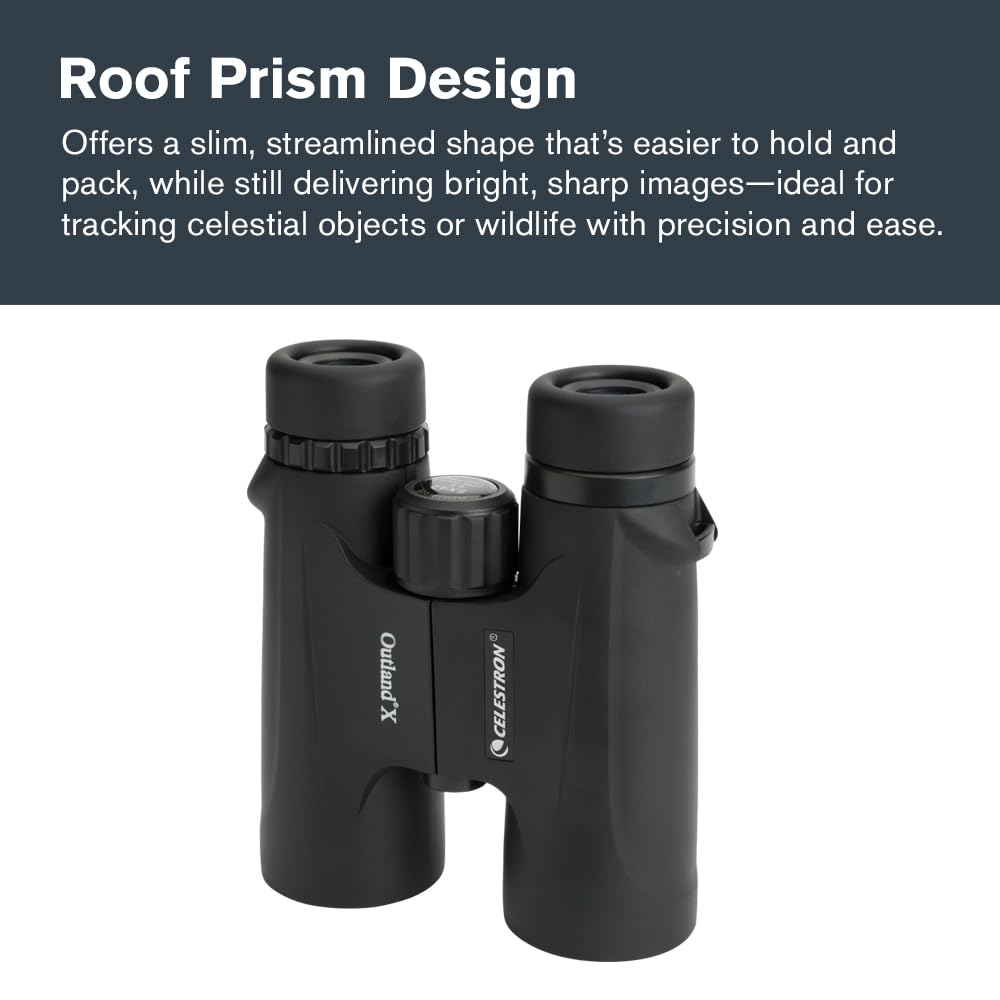 Celestron - Outland X 8x42 Binoculars – Ideal for Birding and Outdoors – 42mm Objective Lenses – Wide 7° Field of View – BaK-4 Prisms – Multi-Coated – Waterproof and Fogproof