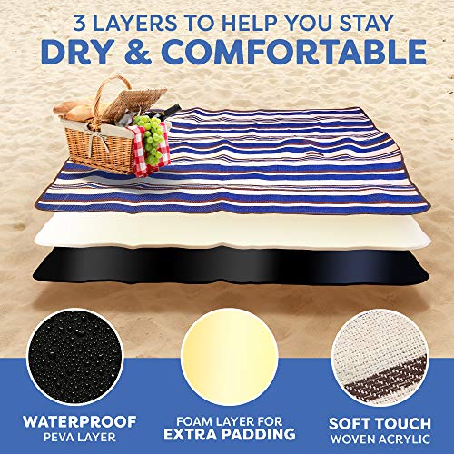 scuddles 60" x 60" Extra Large Outdoor Picnic Blanket – Waterproof, Foldable Travel Mat for Beach, Camping, Grass, Lawn, P...