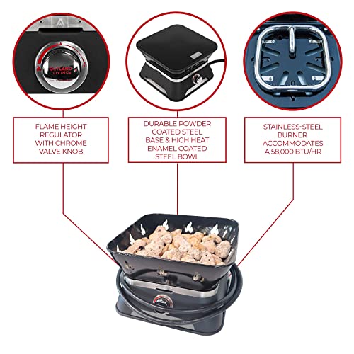 Outland Living Firebowl 805 Firecube 14” Portable Square Smokeless Propane Fire Pit – Outdoor Gas Fire Pit with Cover & Ca...