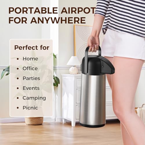 Coffee Carafe for Keeping Hot - Gezoss 102OZ / 3L Airpot Coffee Dispenser with Pump - Large Coffee Carafe for Hot Drinks T...