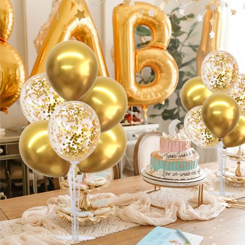 TONIFUL 4 Set Gold Balloon Centerpieces for Table, Balloon Stand Kit for Gold Party Decorations,Birthday Decorations Engag...