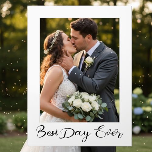 BreezeHug 32 x 24 Inch Large Wedding Quinceanera Photo Booth Prop Picture Frame DIY PVC Cutouts Photo Booth Prop Selfie fo...