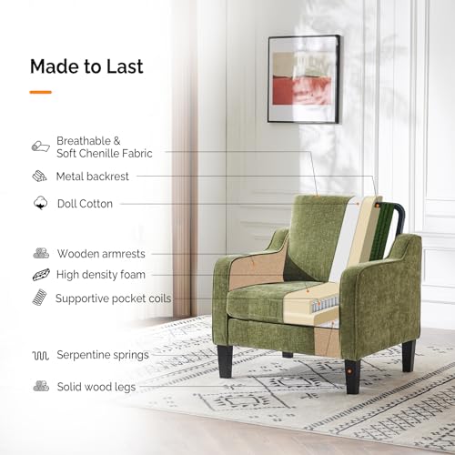 VINGLI Accent Chair for Living Room Chairs Olive Green Reading Chair for Bedroom Scooped Arm Chair Mid Century Modern Acce...