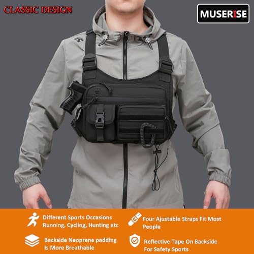 Muserise Outdoor Chest Bag For Men and Women, Tactical Vest For Running, Cycling, EDC Chest Pack Rig For Sports and Workouts