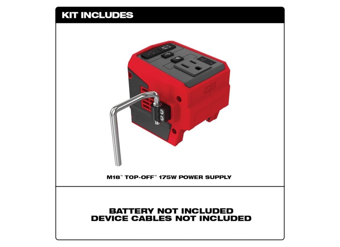 Milwaukee 2846-20 M18 18V 175W Top-Off Li-Ion Compact Inverter Power Supply