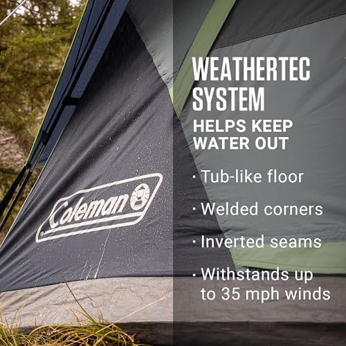 Coleman Skydome Tent with 5 Minute Setup, 2/4/6/8-Person Weatherproof Tent with Rainfly & Carry Bag, 20% More Headroom Tha...