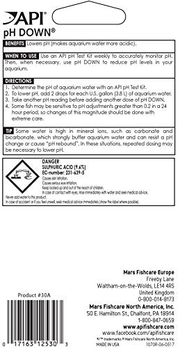 API pH DOWN Freshwater Aquarium Water pH Reducing Solution 1.25-Ounce Bottle