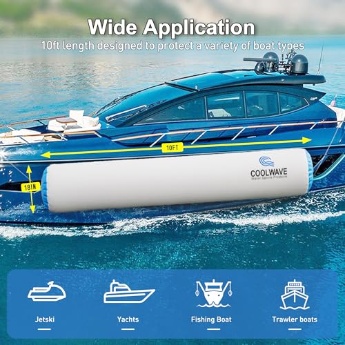 COOLWAVE Inflatable Boat Fenders, Upgraded Boat Bumpers for Docking, 6FT / 10FT Heavy Duty Dock Fender with Storage Bag, D...