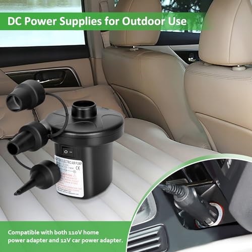 AGPTEK Electric Air Pump,Portable Air Pump with 3 Nozzles, 4.5kPa Quick-Fill,110V AC/12V DC Inflator/Deflator Pumps for Ou...
