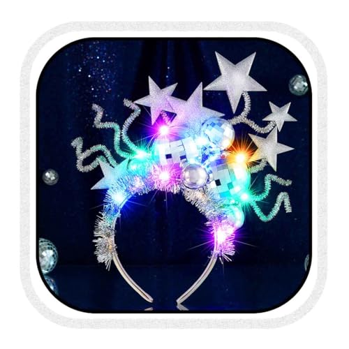 CLOACE Light Up Headband LED Disco Ball Headbands Glitter Star Hair Band Rave Party Festival Carnival Hair Accessories for...