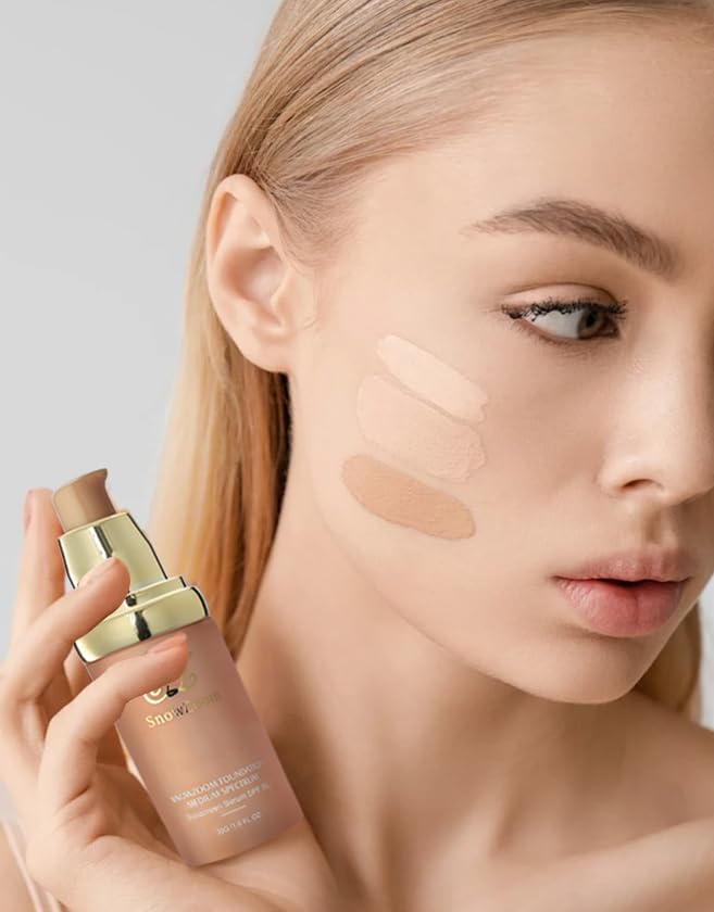 Medium/Light Spectrum-Color Changing Foundation 4 in 1 -with SPF 50+,Hydrating Longwearing & Waterproof，Makeup Care (Medium Spectrum -Gold Lid- for people with fair skin, 1.2oz)