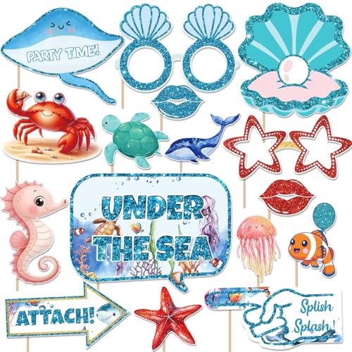 Under The Sea Party Decorations Photo Booth Props Ocean Themed Party Decorations Photobooth Props Ocean Sea Animal Party F...