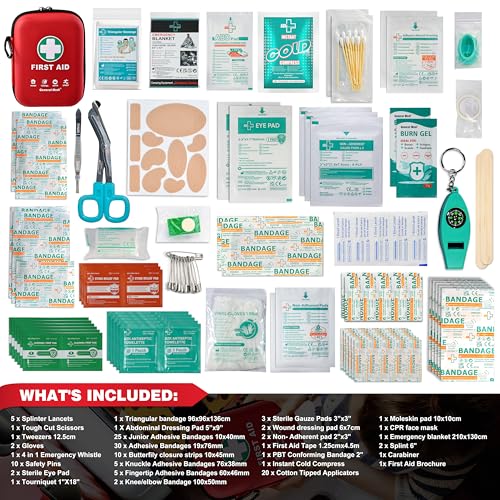 General Medi First Aid Kit - 170 Pieces Hard Case and Lightweight - Great for Travel, Home, Office, Vehicle, Camping, Work...