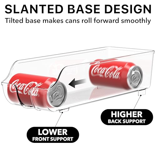 Simple Houseware Soda Can Organizer and Dispenser for Refrigerator / Pantry, Clear, Set of 2