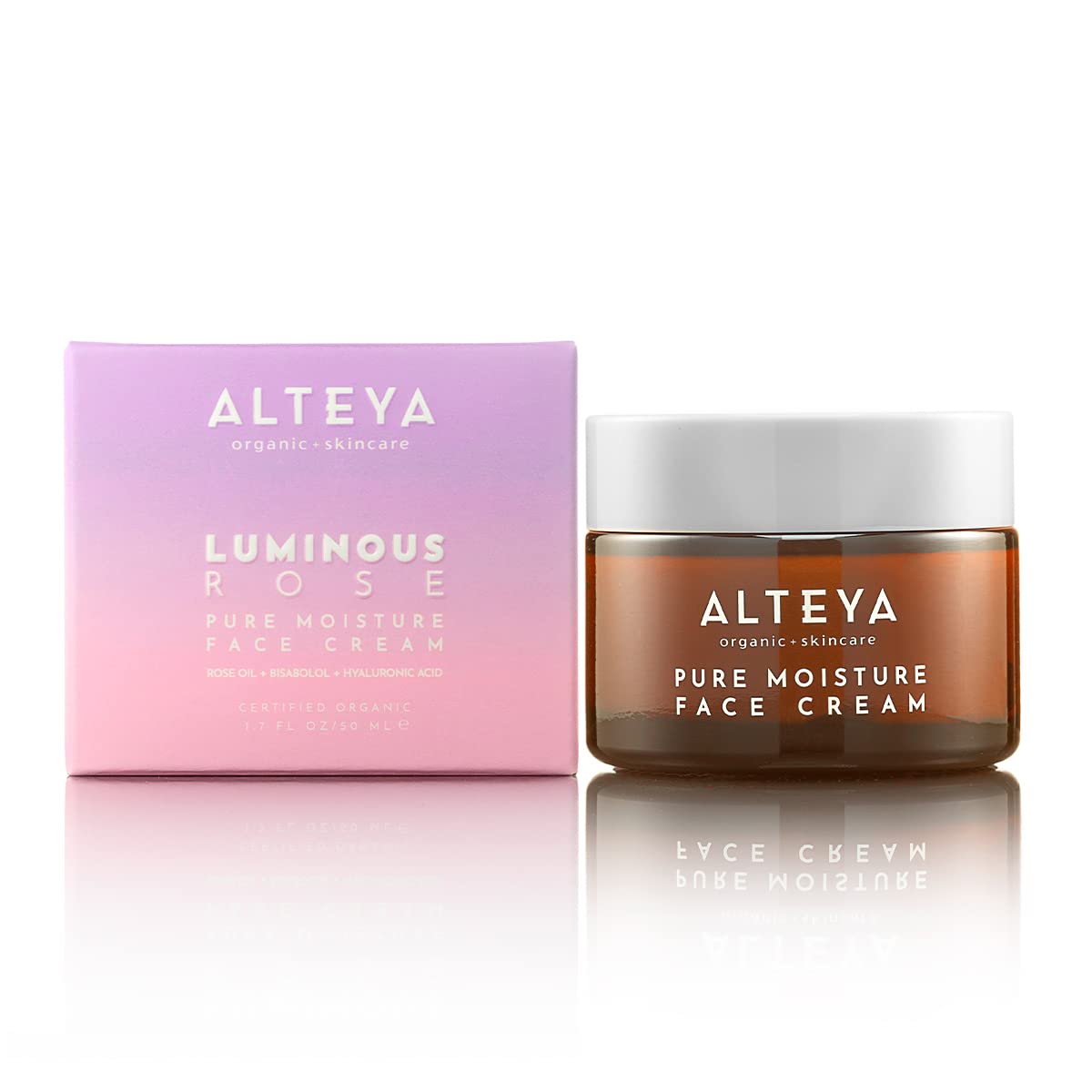 Alteya Organics Luminous Rose Pure Moisture Face Cream 50 ml - NaTrue Certified Organic 100% Pure Natural, Lightweight Hydration
