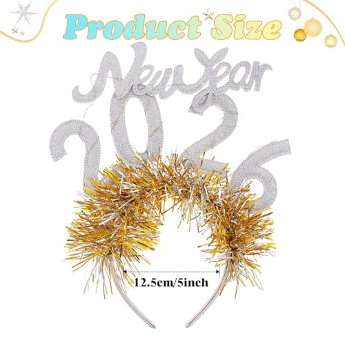 Zoestar Light Up New Year Headband Glowing 2026 Hair Bands Sparkly Festivals Costume Holiday Hair Accessories Women