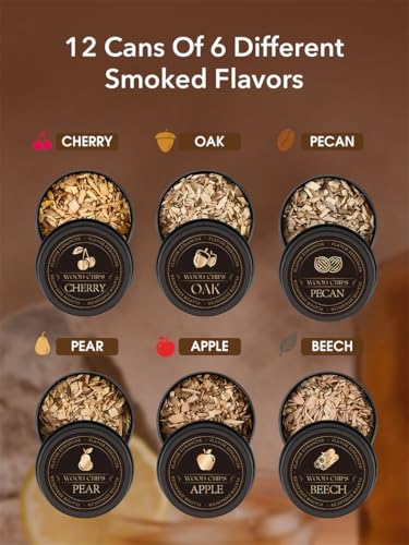 23Pcs Whiskey Smoker Kit with Torch-12 Wood Chips, Ice Ball Mold, Cocktail Smoker Infuser Kit, Old Fashioned Drink Smoker ...