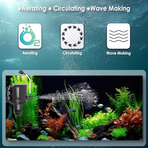 AquaMiracle Aquarium Powerhead Pump with Double Water Outlet & Aeration, 320GPH Fish Tank Water Pump Wave Maker for Aquari...