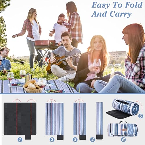 ALLBFENG Oversized Waterproof Picnic Mat, Dustproof Washable Outdoor Beach Mat. Suitable for Camping, Outdoor, Beach, Part...