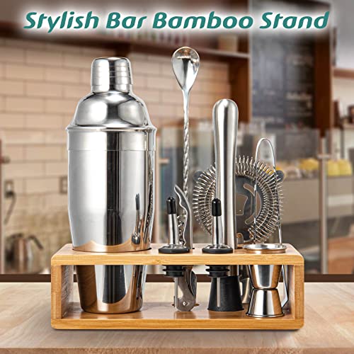 Cocktail Shaker Set, Mixology Bartender Kit 10-Piece Bar Tools Set with Stylish Bamboo Stand, Bar kit: Martini Shaker Mudd...