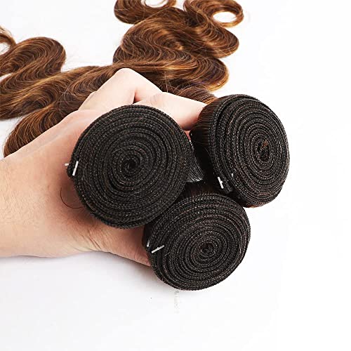 Human Hair Bundles 8 10 12 Inch Chocolate Brown P4/30 Body Wave Bundles Human Hair 100% Unprocessed Soft Sewn In Hair for Black Women with Double Weft