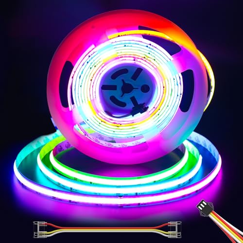 Gingsow RGB Smart IC COB LED Strip Light 18ft Addressable Chasing Color 12V LED Light Strip Multicolored Flexible RGB Ligh...