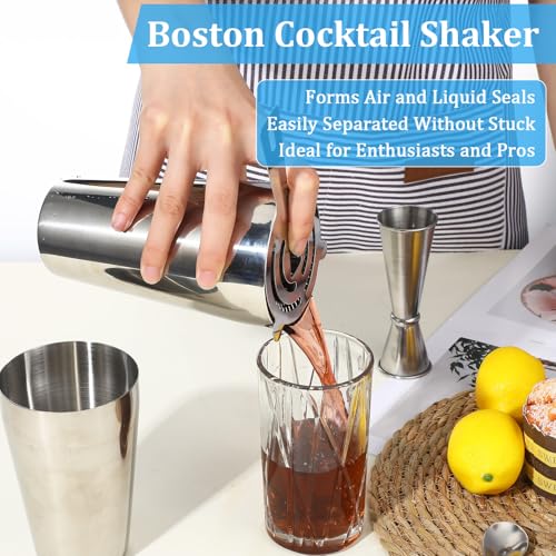 Professional Cocktail Shaker, Professional 5-Piece Bartender Kit with Boston Shaker, Hawthorne Strainer, Double Measuring ...