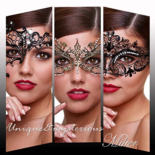 Masquerade Mask for Women Shiny Rhinestone Venetian Party Prom Ball Metal Mask