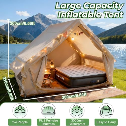 AirOutelle 4-6 Person Inflatable Air Tent - 4 Season Family Camping Tent with 3000mm Waterproof & Quick Setup Under 5 Min...