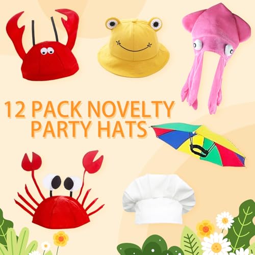 24 Funny Hats and Glasses For Photo Booth Props, 12 Assorted Crazy Party Hats, 12 Funny Party Sunglasses, Novelty Hat, Dre...