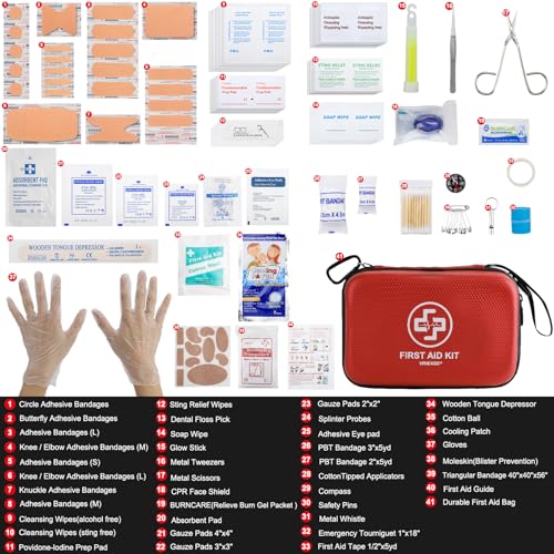 VRIEXSD Premium First Aid Kit, 320 Piece Waterproof Hard Shell Eva First Aid Kit for Home, Camping, Cars, Hiking, Travel, ...