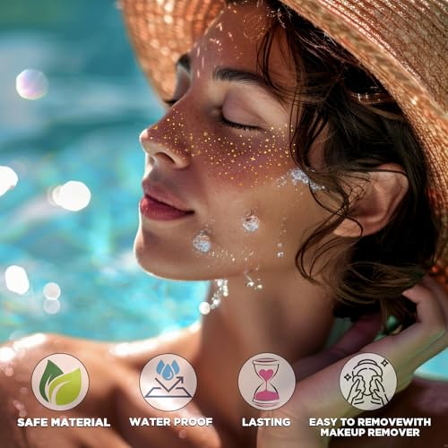 Silver Glitter Freckles Face Tattoo, Makeup Patch - Freckle Makeup, Faux Freckles Waterproof Temporary Tattoos Cute Glitte...